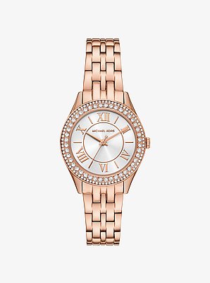 Mini Harlowe Pav&eacute; Rose Gold-Tone Watch