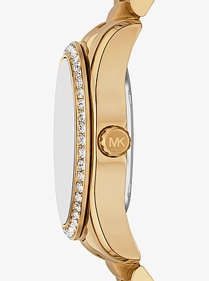 Mini Lexington Pav&eacute; Gold-Tone Watch