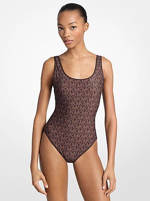 Reversible Logo Scoopneck Swimsuit