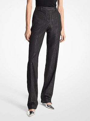 Carolyn Metallic Pinstripe Stretch Wool Trousers