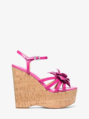 Jacie Floral Embellished Leather Wedge Sandal