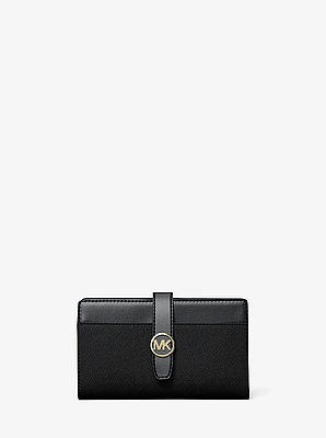 Billetera Greenwich mediana de piel saffiano