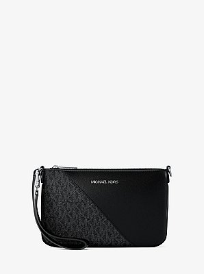 Petite pochette-bracelet lisse Jet Set Travel &agrave; logo Signature
