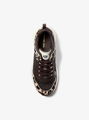 Bowie Leopard-Print Calf Hair and Mesh Trainer
