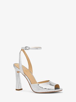 Rosie Metallic Snake Embossed Leather Sandal