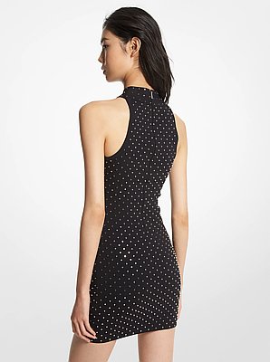 Studded Stretch Knit Halter Dress