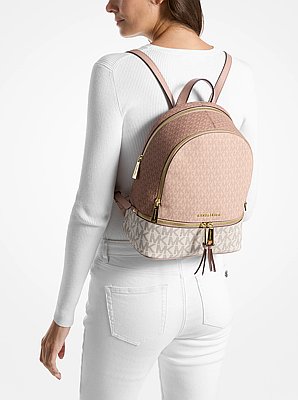 Mochila Rhea mediana con bloque de color y logotipo