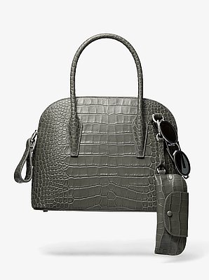 Bolso satchel Kaitlin mediano con dise&ntilde;o de piel de cocodrilo en relieve