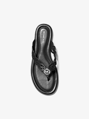 Janie Perforated Logo Leather Sandal