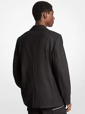 Stretch Wool Flannel Double-Breasted Blazer