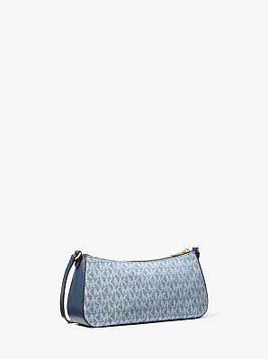 Sammy Small Signature Logo Print Denim Pochette