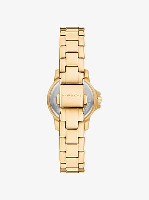 Ensemble-cadeau petite montre Everest de ton or et bracelet &agrave; pav&eacute;