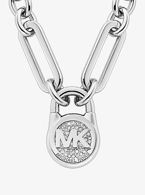 Pav&eacute; Lock Necklace