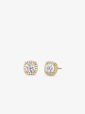 Clous d'oreilles en argent sterling &agrave; placage en m&eacute;tal pr&eacute;cieux et &agrave; pav&eacute;