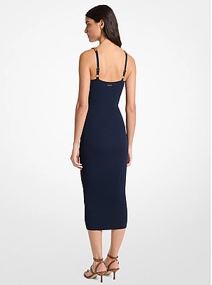 Embellished Ribbed Knit Tank Dress