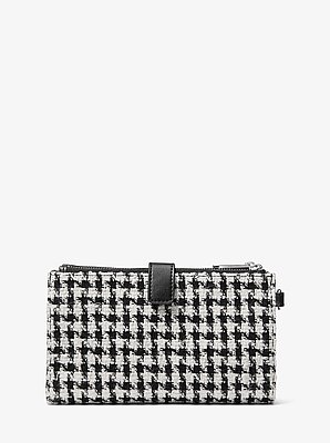 Pochette-bracelet Jet Set Travel tiss&eacute;e &agrave; motif pied-de-poule