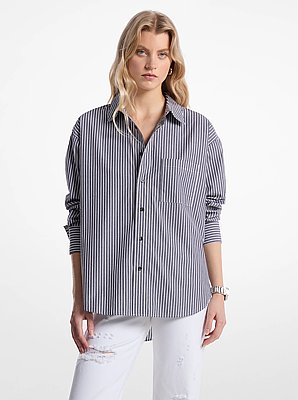 Oversized Striped Cotton Poplin Shirt
