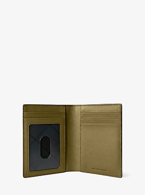 Porte-cartes &agrave; deux rabats Cooper en cuir grain&eacute;