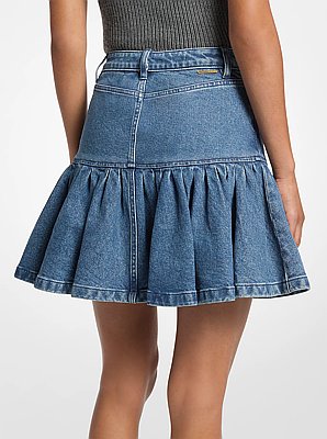 Ruffled Denim Mini Skirt 