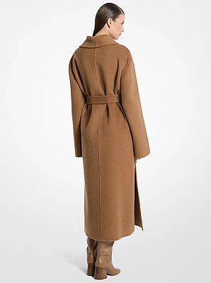 Bata de ba&ntilde;o de mezcla de alpaca cepillada de doble cara
