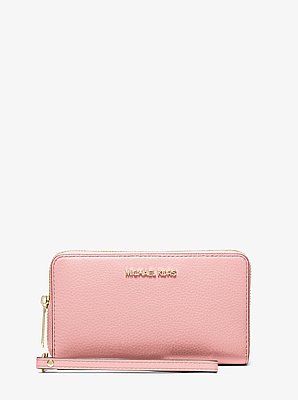 Bolso de mu&ntilde;eca grande para tel&eacute;fono en piel granulada