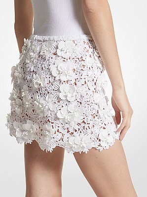 Hand-Embroidered Floral Lace Skirt