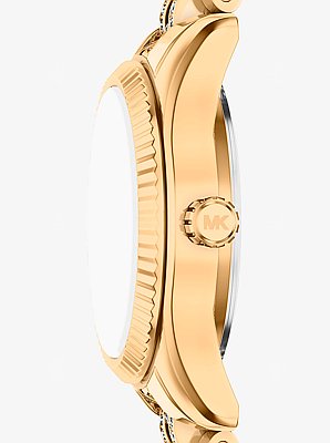Petite Lexington Pav&eacute; Gold-Tone Watch
