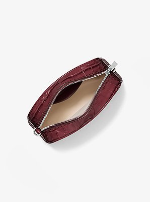 Jet Set Small Crocodile Embossed Leather Camera Crossbody Bag