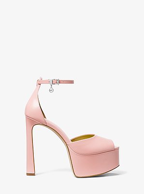 Zapato de sal&oacute;n peep-toe Martina de piel con plataforma
