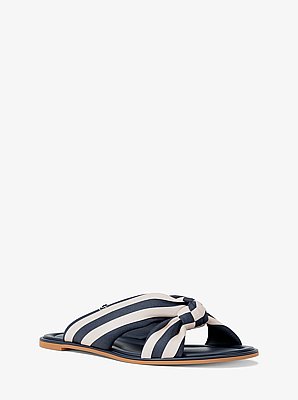 Elena Striped Linen Blend Slide Sandal