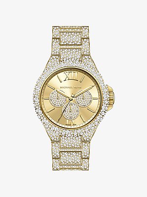 Oversized Camille Pav&eacute; Gold-Tone Watch