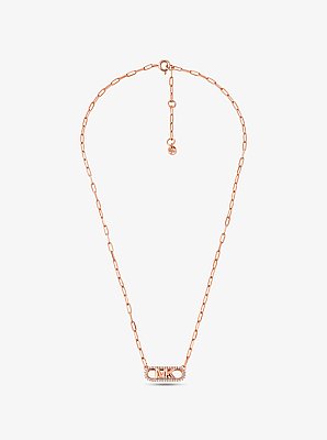 Precious Metal-Plated Sterling Silver Empire Logo Chain Link Necklace