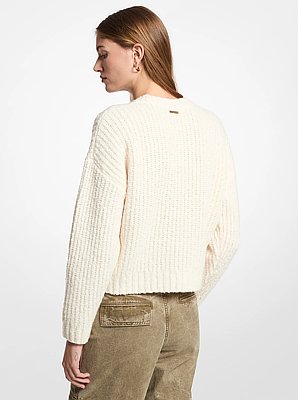 Su&eacute;ter de mezcla de lana boucl&eacute; con dise&ntilde;o acanalado