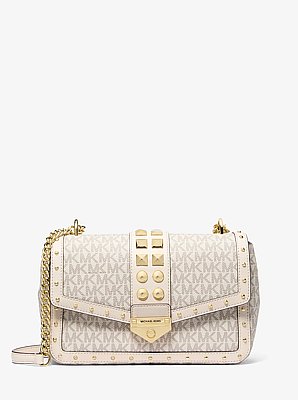 Soho Large Studded Signature Logo Shoulder Bag