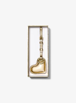 Breloque de sac c&oelig;ur en cuir m&eacute;tallis&eacute; rembourr&eacute;