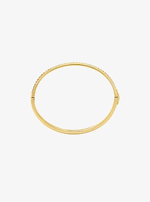 Pulsera r&iacute;gida estriada bitono con incrustaciones