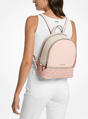 Rhea Medium Color-Block Signature Logo Backpack