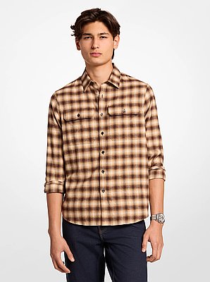 Plaid Brushed Cotton-Twill Shirt