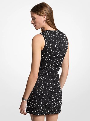 Studded Strech Crepe Mini Dress