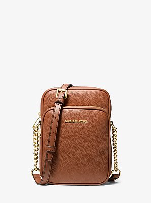 Sac &agrave; bandouli&egrave;re Jet Set Travel de taille moyenne en cuir grain&eacute;
