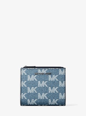 Cooper Medium Logo Jacquard Denim Zip Wallet