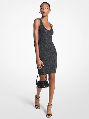 Metallic Ribbed Knit Tank Dress
