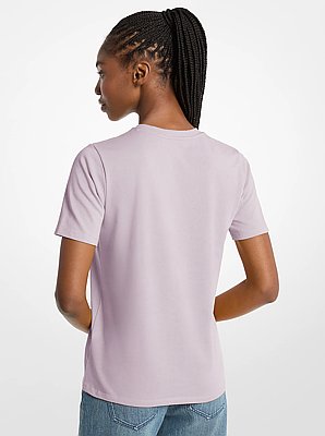Camiseta de punto de algod&oacute;n org&aacute;nico con logotipo con tachuelas