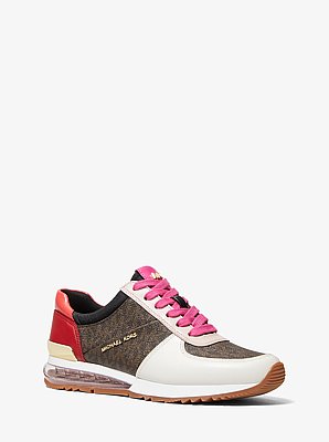 Allie Extreme Color-Block Leather and Logo Trainer