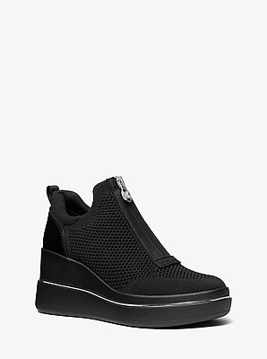 Emmy Stretch Knit Zip Wedge Trainer