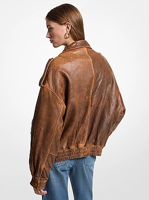 Oversized Burnished Leather Jacket