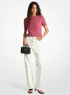 Nylon and Alpaca Blend Short-Sleeve Sweater