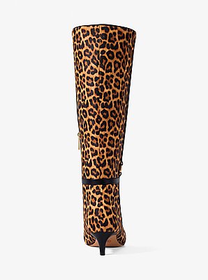 Nalia Leopard Print Calf Hair Kitten Heel Boot