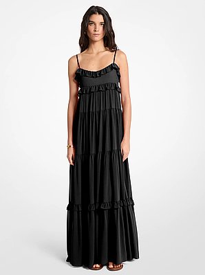 Ruffled Georgette Tiered Maxi Dress