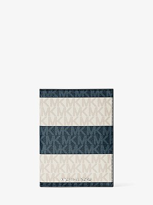 Jet Set Travel Medium Striped Signature Logo Passport Case